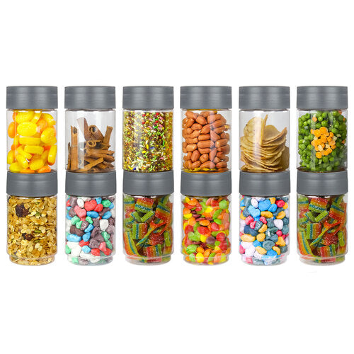 Modedge Plastic Jar Airtight Stackable Container for Kitchen Storage with Spoon, Set of 12 Pieces