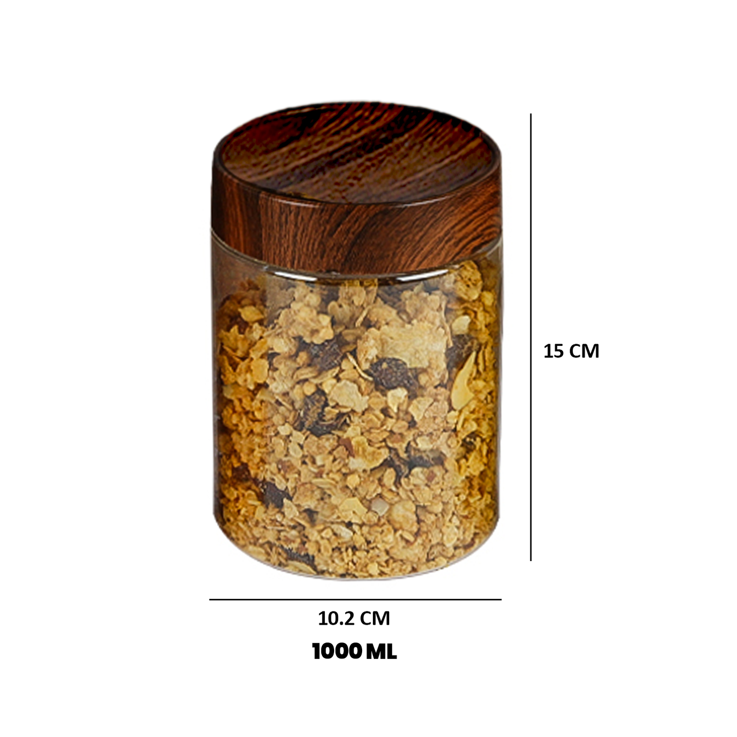 CORAL TRANSPARENT STORAGE JARS - SET OF 18 - WITH WOODEN LIDS - 200 ml, 500 ml, 1000 ml