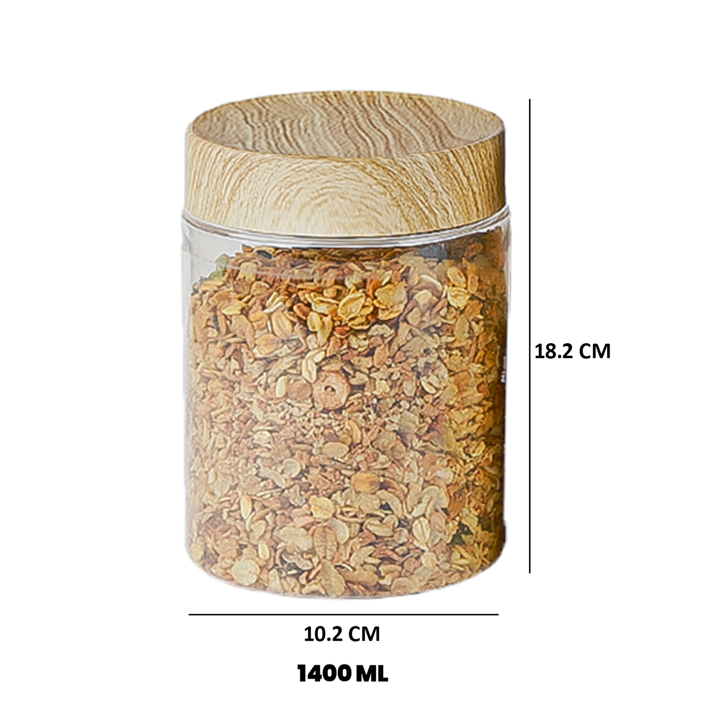 CORAL TRANSPARENT STORAGE JARS - SET OF 18 - WITH WOODEN LIDS - 200 ml, 500 ml, 1400 ml