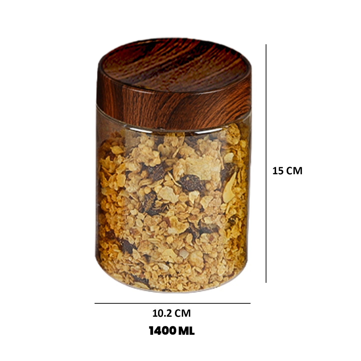 CORAL TRANSPARENT STORAGE JARS - SET OF 18 - WITH WOODEN LIDS - 200 ml, 500 ml, 1400 ml