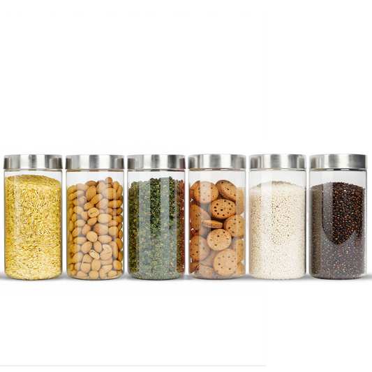 Plus Round Jars with Steel caps - Set of 6 - 1.4 litres