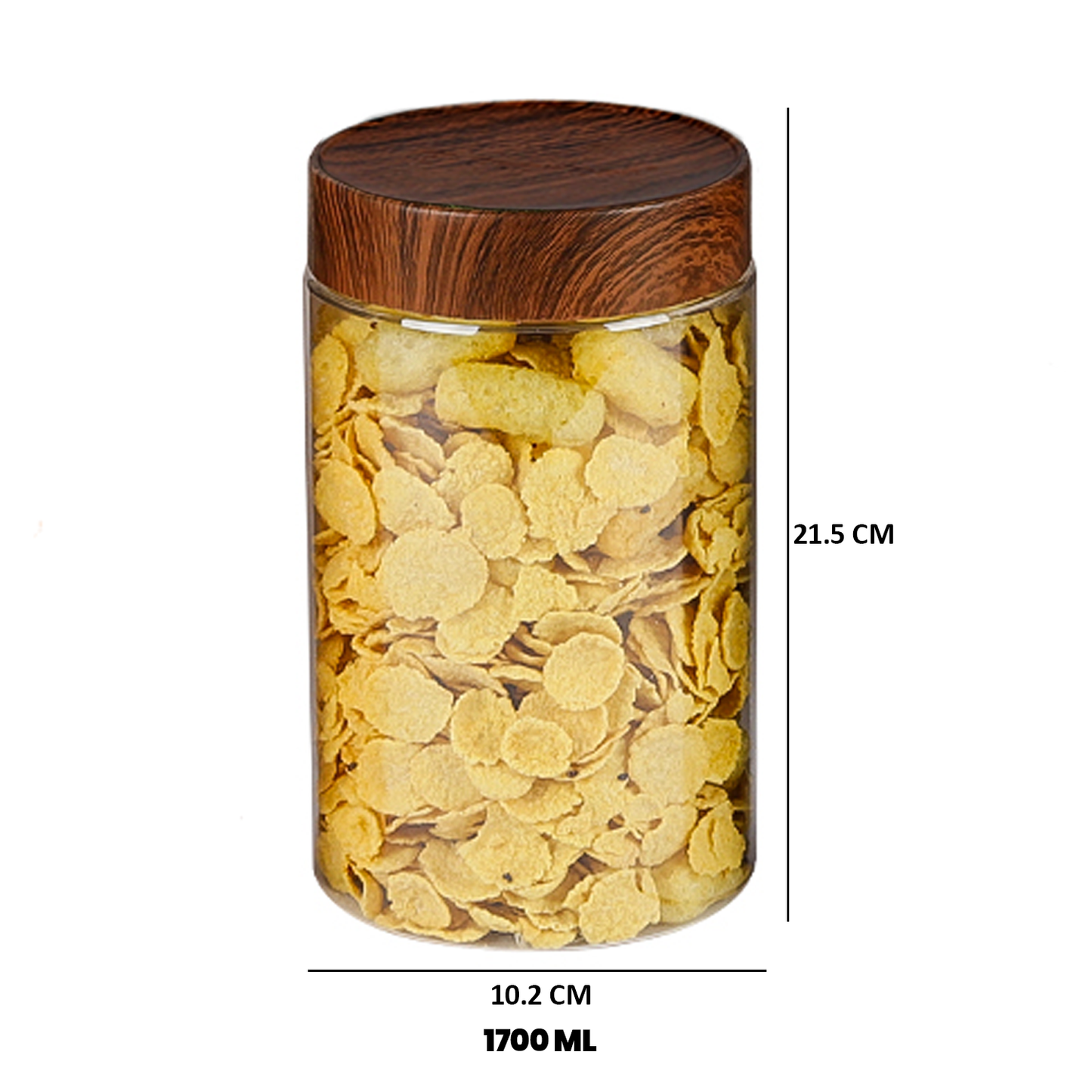 CORAL TRANSPARENT STORAGE JARS - SET OF 18 - WITH WOODEN LIDS - 200 ml, 500 ml, 1700 ml