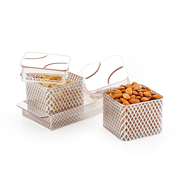 Fiesta Air-Tight Dry Fruit Container Tray Set With Lid & Serving Tray, Airtight Gift Set, 500 ml, Set of 2
