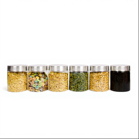 Plus Round Jars with Steel caps - Set of 6 - 180 ml