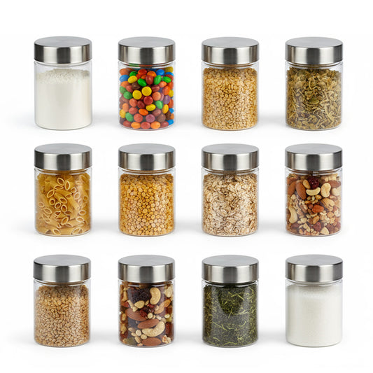 Plus Round Jars with Steel caps - Set of 12 - 300 ml
