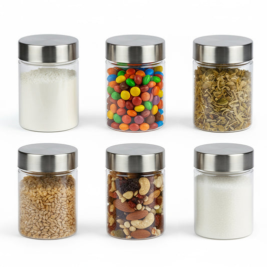 Plus Round Jars with Steel caps - Set of 6 - 300 ml