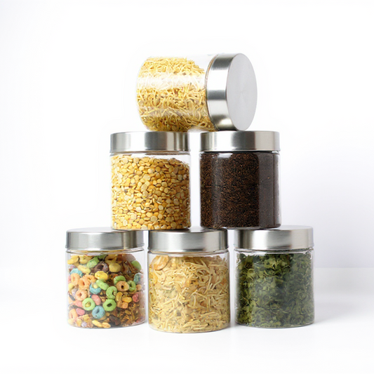Plus Round Jars with Steel caps - Set of 6 - 500 ml