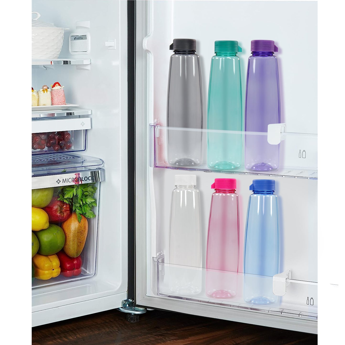 Kohinoor BPA-free Plastic Water Bottle Set of 6 Pcs, Each 1000ml