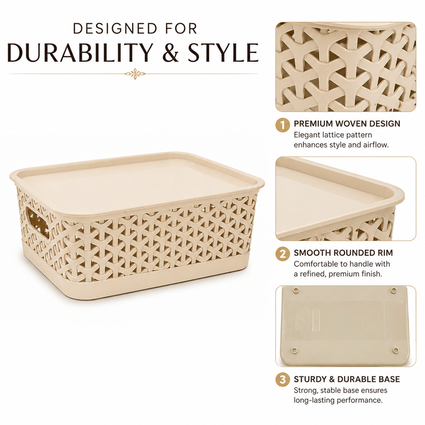 PEARLPET Everyday Basket Set of 3 with Lid – Smart organisation for every corner of your home