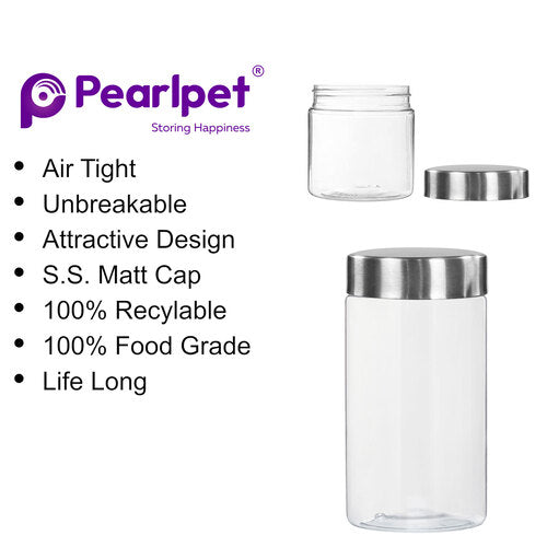 Plus Round Jars with Steel caps - Set of 18 - 200 ml, 500 ml, 1400 ml