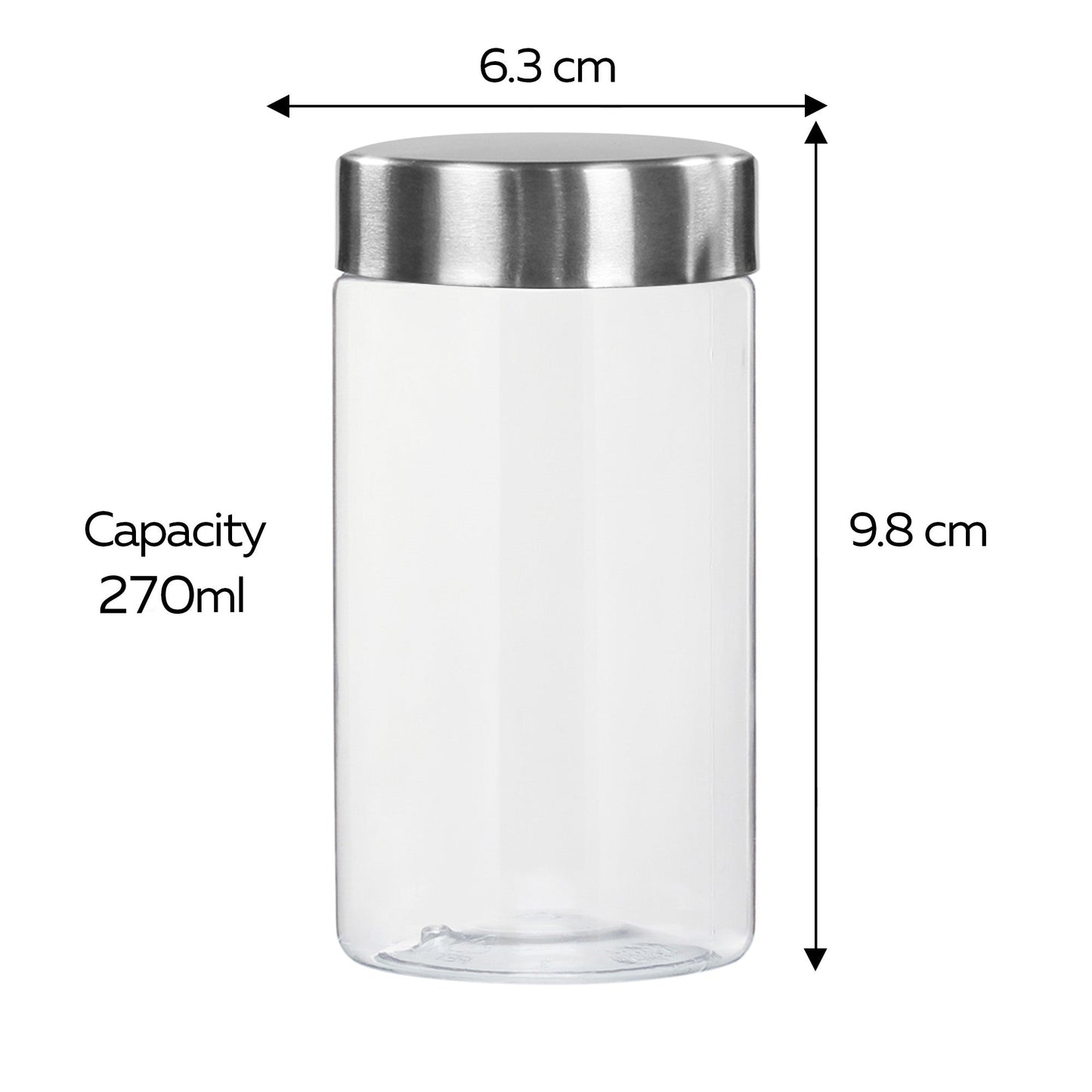 Plus Round Jars with Steel caps - Set of 12 - 270 ml