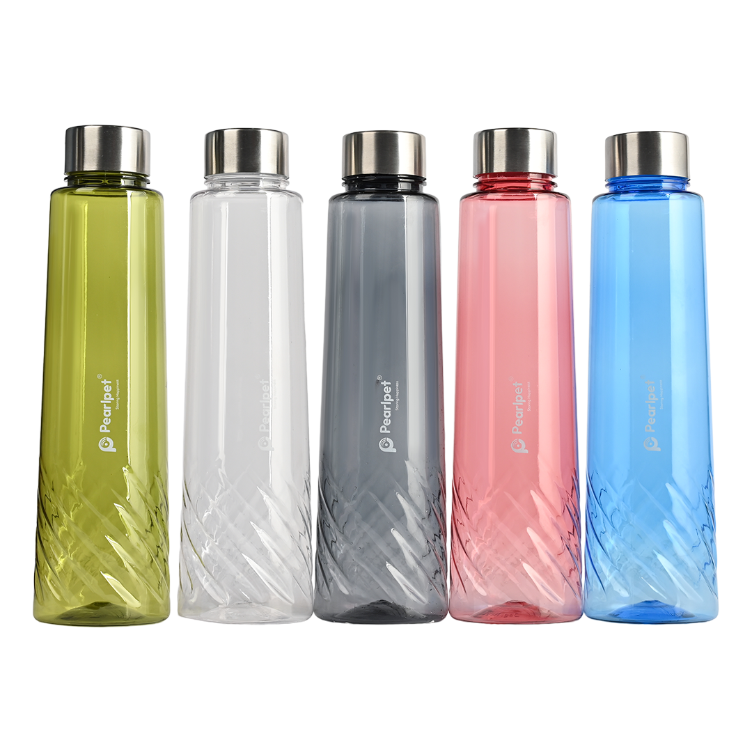 1000ml Lovely Round Bottle with Stainless Steel Cap Assorted - Set of 5