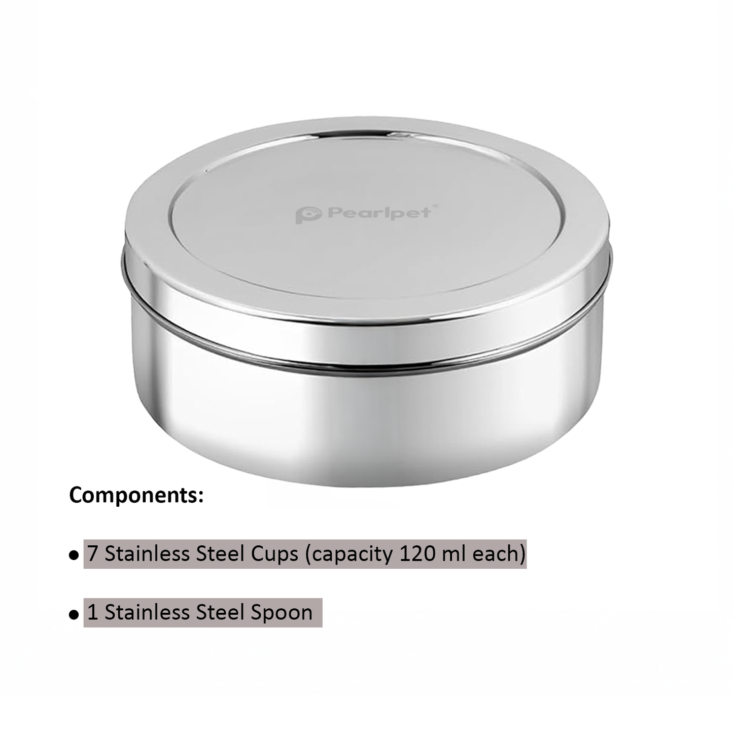 Masala Box with Steel Lid | 7 +1 Stainless Steel Cups & Spoon