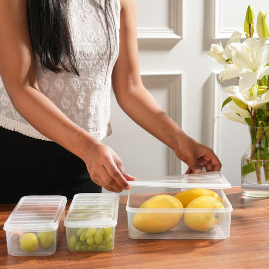 Fridge Storage Containers for Kitchen, Set of 3 (1 Pcs 2500 ML, 2 Pcs 1200 ML)