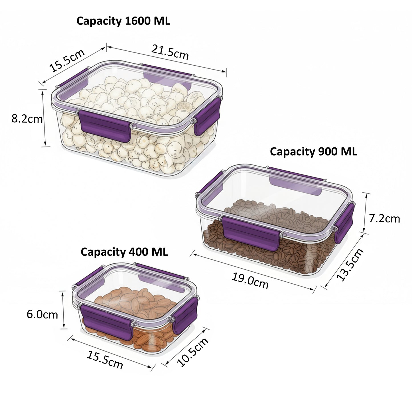 Luxe Seal - Gift set | SET OF 3 PCS|Unbreakable PET Jars