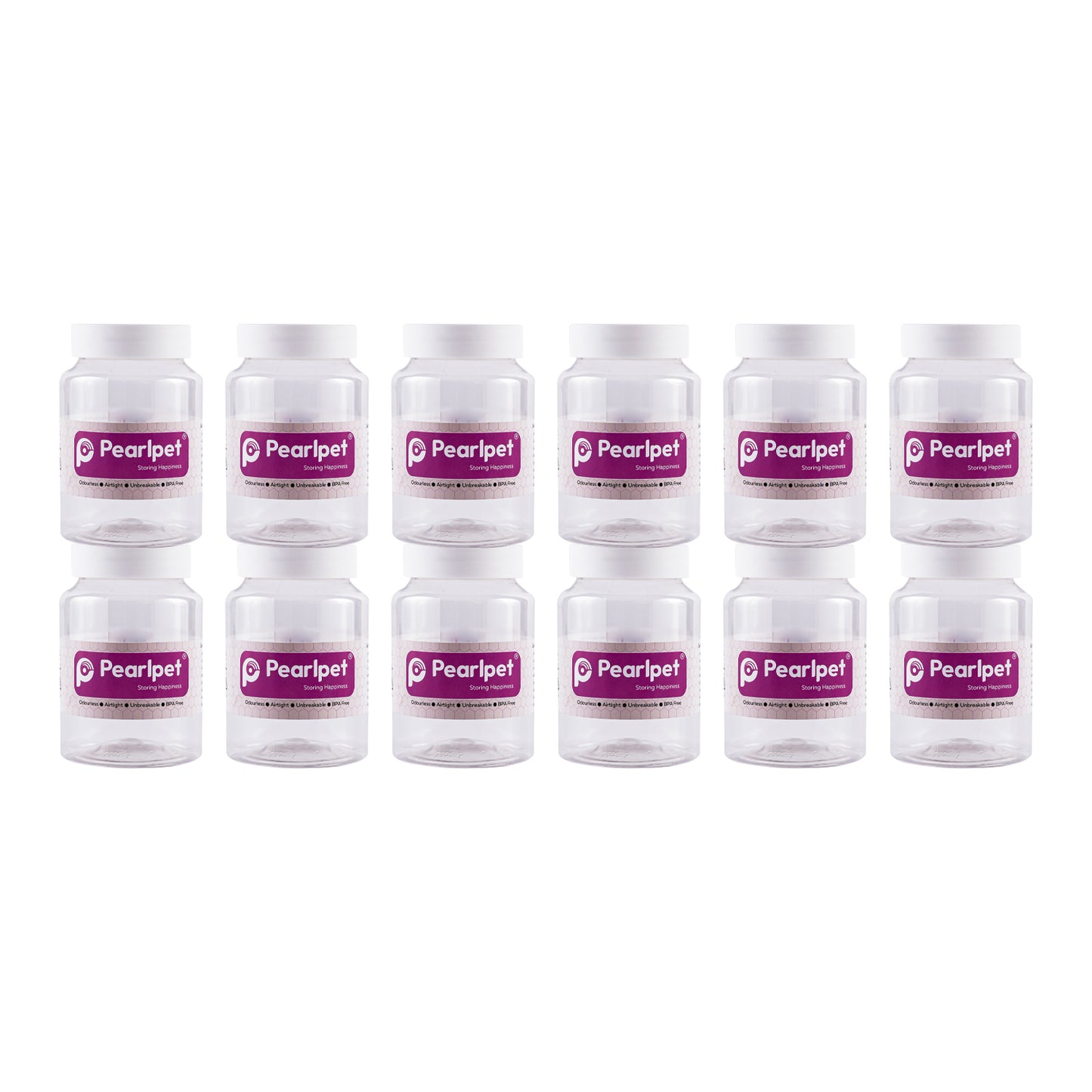 Pearlpet Martaban PET Jars – Durable, Leakproof, and Cost-Effective Storage Solutions| White Lid Jars| Pack of 6, 12 and 24 (400 grams)