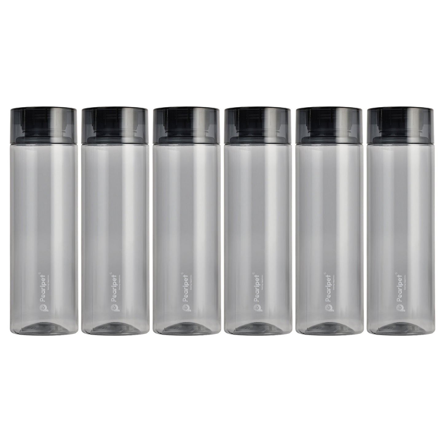 Pearlpet Tiffany Smoke Grey Set of 18 pieces (6pcs x 300ml, 6pcs x 500ml, 6pcs x 1000ml) with Hydrous bottle 6pcs 1000ml (Smoke grey) |BPA Free |Leak Proof |Stackable Jars