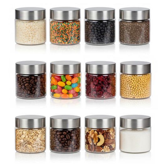 Plus Round Jars with Steel caps - Set of 12 - 200 ml