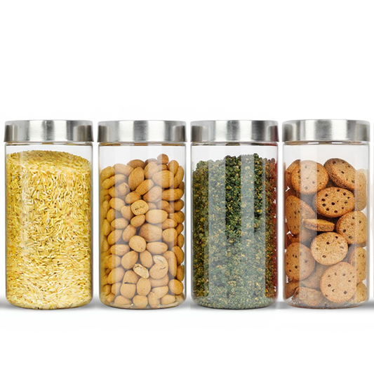 Plus Round Jars with Steel caps - Set of 4 - 1.7 litres