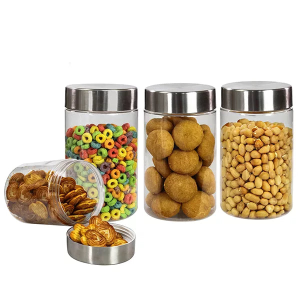 Plus Jars with Steel caps - Set of 4 - 1.4 litres - Pearlpet