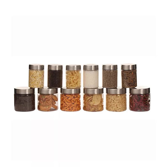 Plus Jars with Steel caps - Set of 12 - 300 ml, 500 ml - Pearlpet