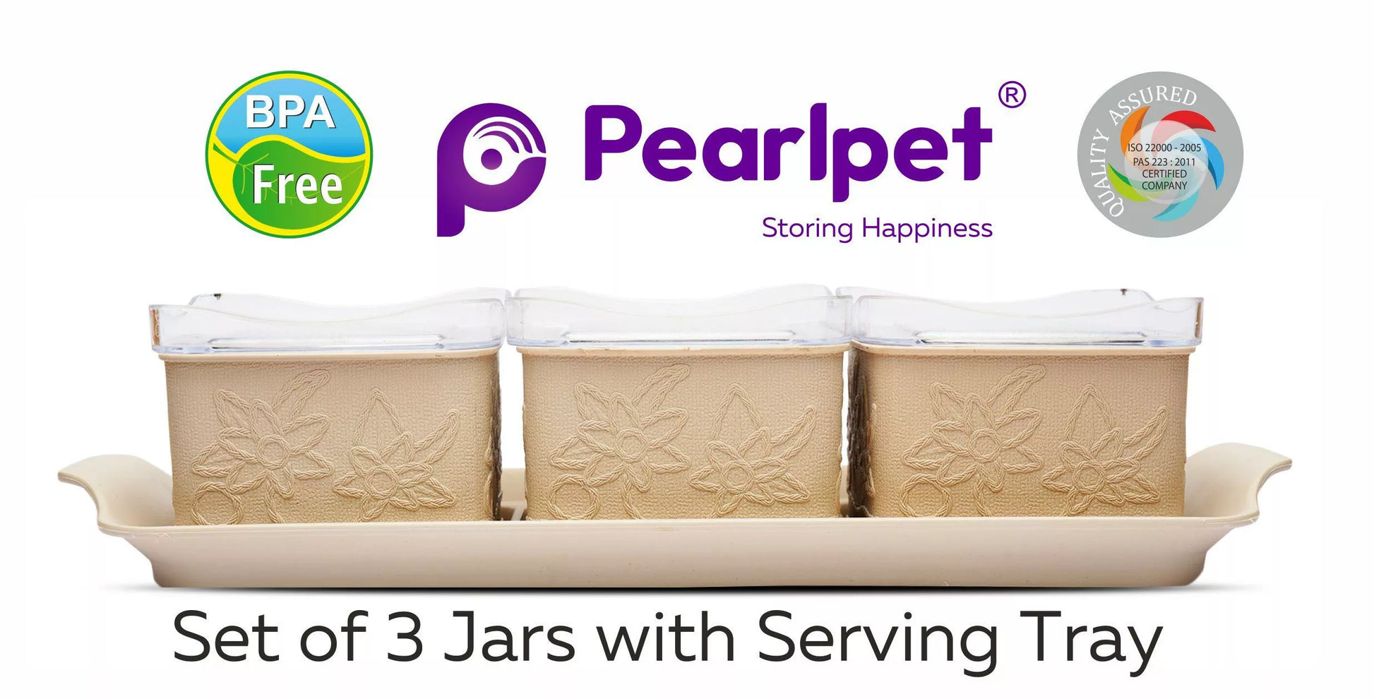 Store and Serve Dazzle containers, Set of 3 with tray - Pearlpet