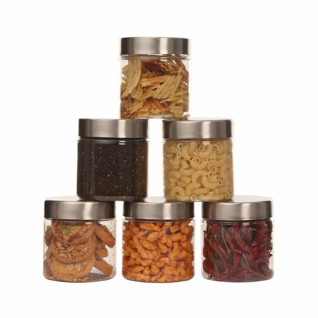 Plus Jars with Steel caps - Set of 6 - 500 ml - Pearlpet