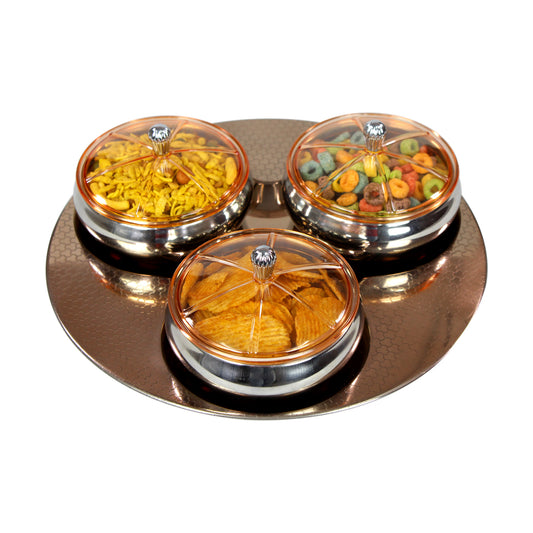 Steelex Stainless Steel 3Pcs Gift Set Jars & Serving Tray