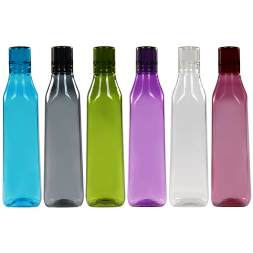 Panama BPA-free Plastic Water Bottle Set of 6 Pcs, Each 1000ml, Assorted (Multicolor)