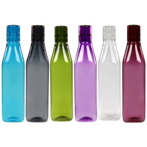 Congo BPA-free Plastic Water Bottle Set of 6 Pcs, Each 1000ml, Assorted (Multicolor)