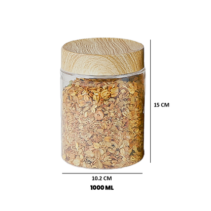 CORAL TRANSPARENT STORAGE JARS - SET OF 18 - WITH WOODEN LIDS - 200 ml, 500 ml, 1000 ml