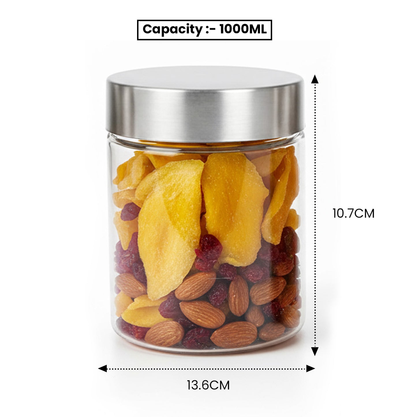 Plus Round Jars with Steel caps - Set of 6