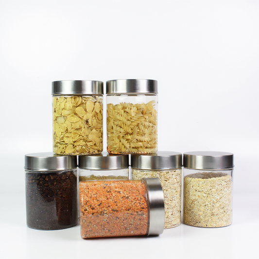 Plus Round Jars with Steel caps - Set of 6 - 1 litre