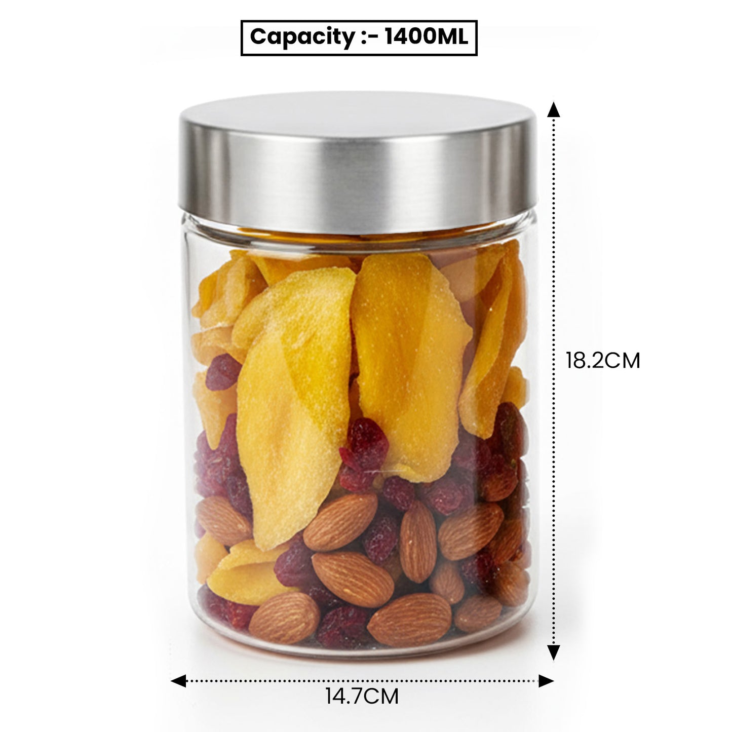 Plus Round Jars with Steel caps - Set of 6