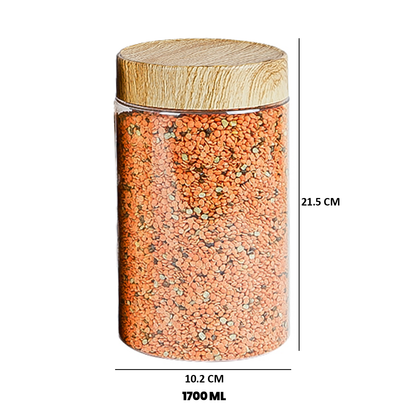 CORAL TRANSPARENT STORAGE JARS - SET OF 18 - WITH WOODEN LIDS - 200 ml, 500 ml, 1700 ml