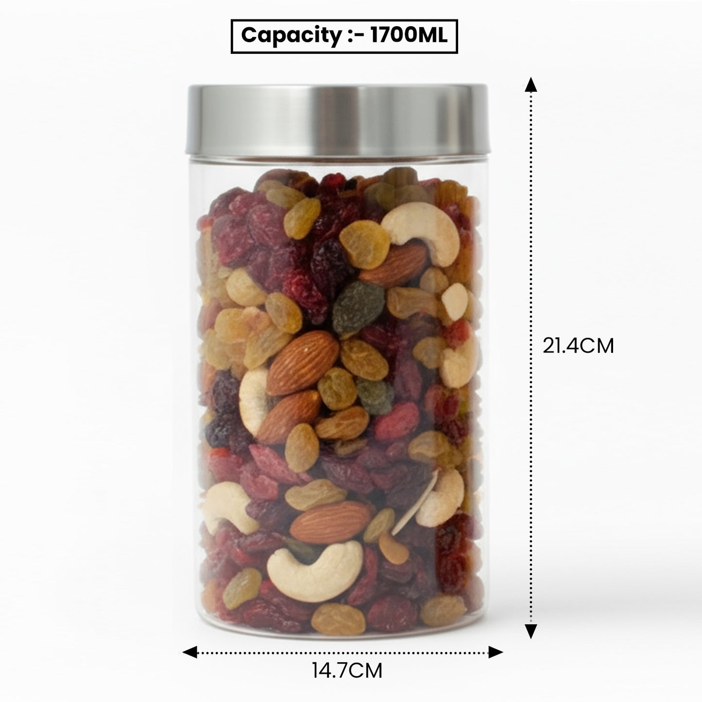 Plus Round Jars with Steel caps - Set of 6