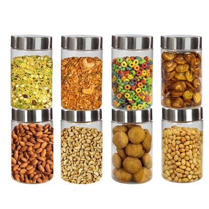 Plus Round Jars with Steel cap jars |Jars & Containers For Kitchen |Air Tight |Food Grade Boxes |BPA-Free- Set of 8