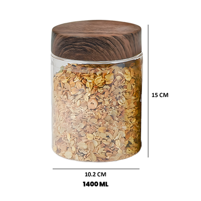 Coral Jars with Wooden like caps |Dark brown| Set of 6