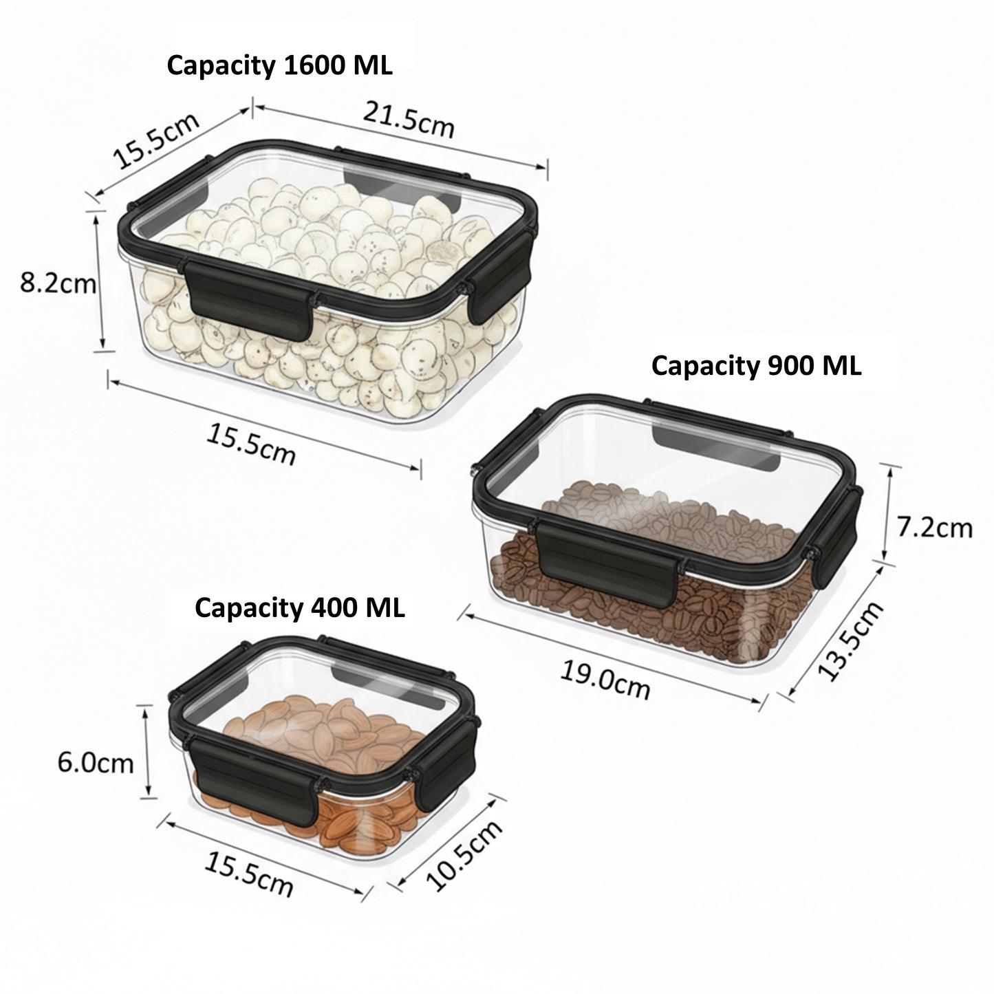 Luxe Seal - Gift set | SET OF 3 PCS|Unbreakable PET Jars