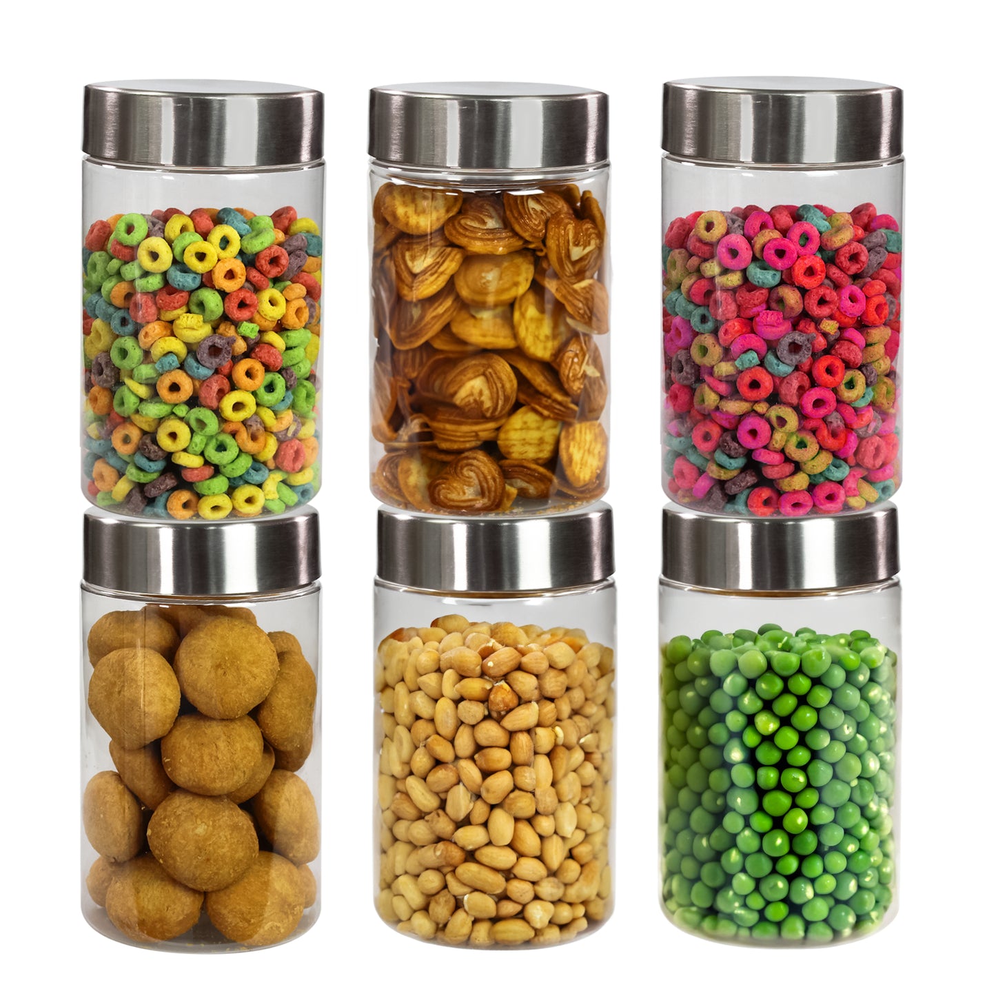 Plus Round Jars with Steel caps - Set of 6 - 1.4 litres