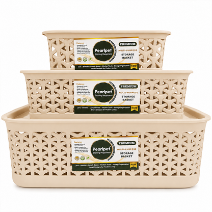 PEARLPET Everyday Basket Set of 3 with Lid – Smart organisation for every corner of your home