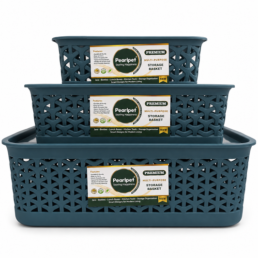 PEARLPET Everyday Basket Set of 3 with Lid – Smart organisation for every corner of your home