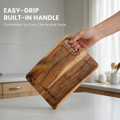 PEARLPET Premium Acacia Wood Chopping & Cutting Board | Reversible Kitchen Board | Serving Platter | Durable & Easy to Clean