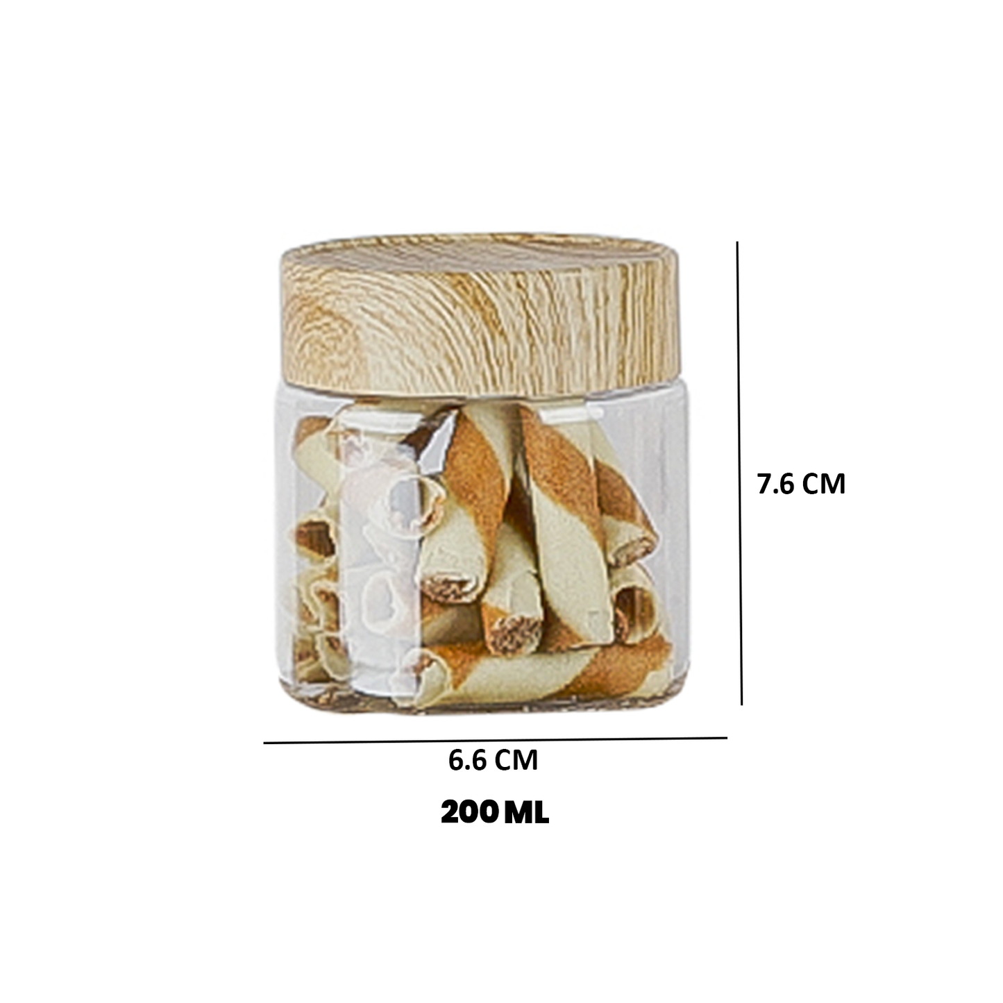 CORAL TRANSPARENT STORAGE JARS - SET OF 18 - WITH WOODEN LIDS - 200 ml, 500 ml, 1000 ml