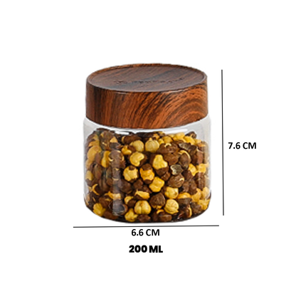 CORAL TRANSPARENT STORAGE JARS - SET OF 18 - WITH WOODEN LIDS - 200 ml, 500 ml, 1000 ml