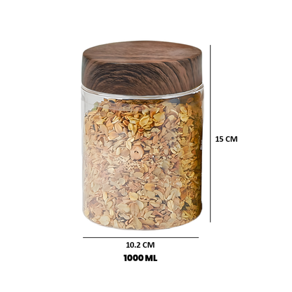 Coral Jars with Wooden like caps |Dark brown| Set of 6