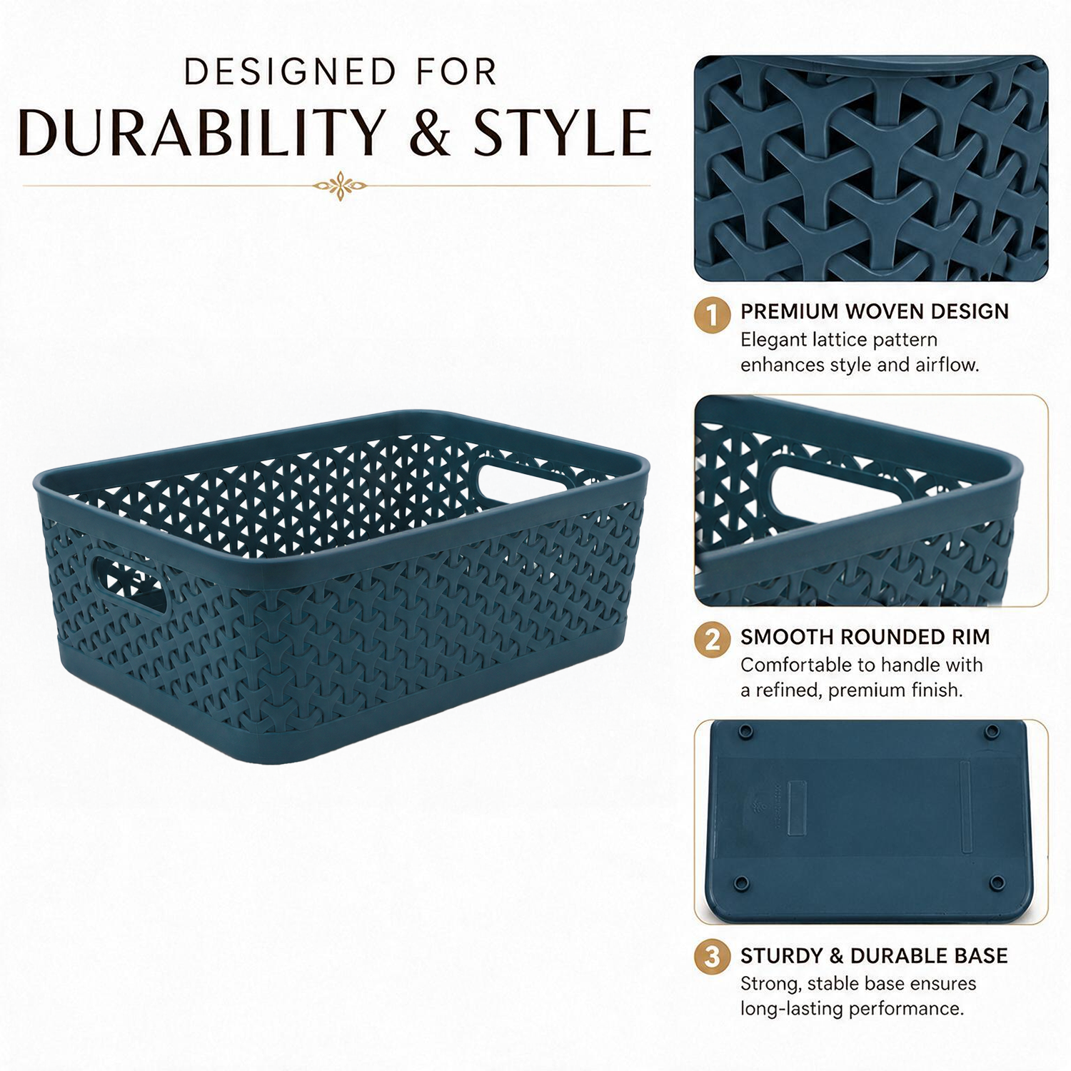 Pearlpet Everyday Basket Set of 3 with Lid – Smart organisation for every corner of your home — view 14