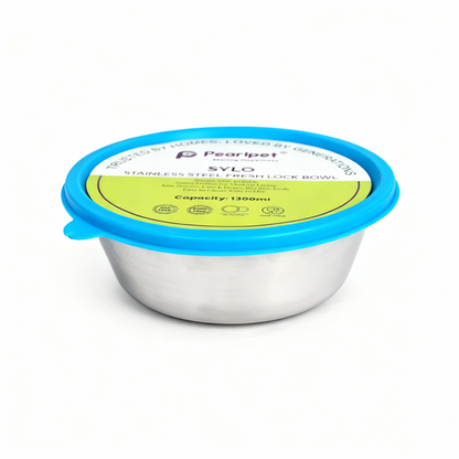 Sylo Stainless Steel Bowl 1300 ml | Airtight Food Storage Bowl with BPA-Free Lid