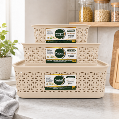 PEARLPET Everyday Basket Set of 3 with Lid – Smart organisation for every corner of your home