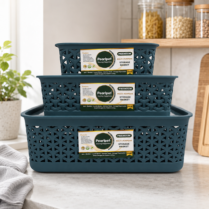 PEARLPET Everyday Basket Set of 3 with Lid – Smart organisation for every corner of your home
